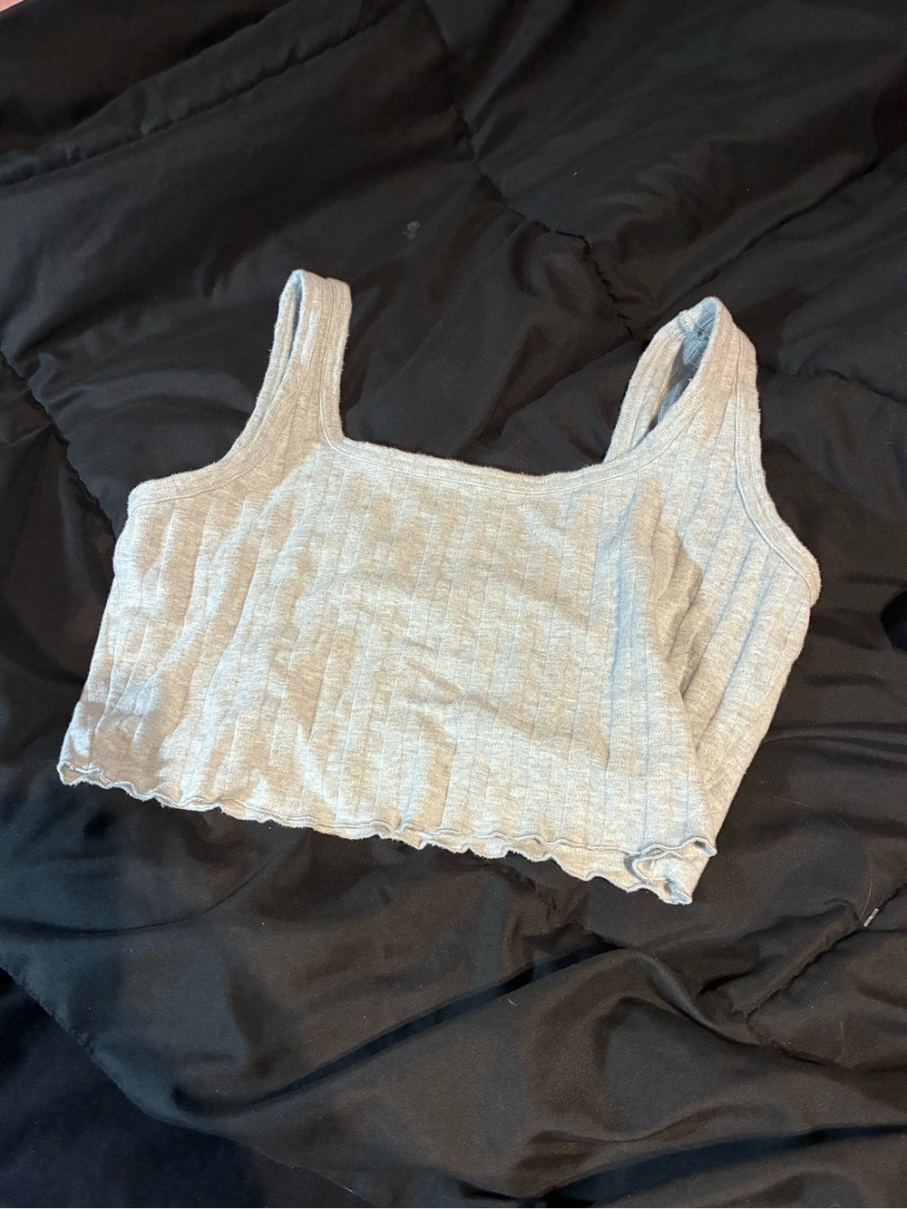 aerie Women's Ribbed Crop Tank Top in Light Gray - Casual Everyday